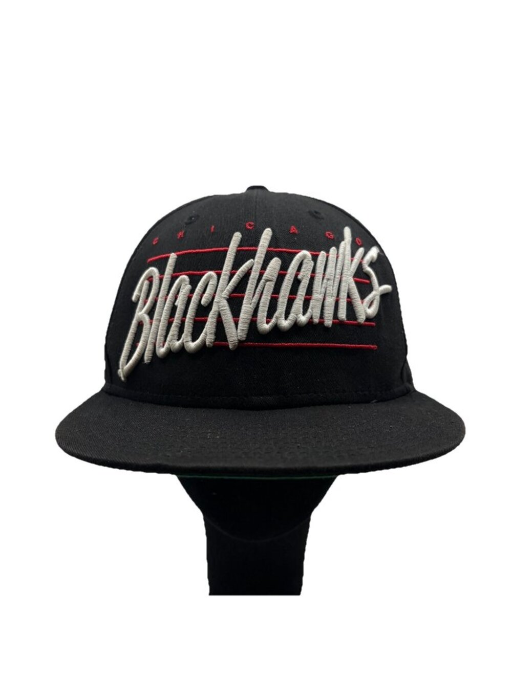 Chicago Blackhawks New Era Fits Snapback Hat Cap Split Bar Spell Out Retro Logo